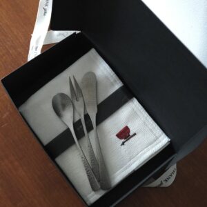 Lacquer Bowl Embroidery Cloth with/without NAGORI Cutlery set (3-Pieces)